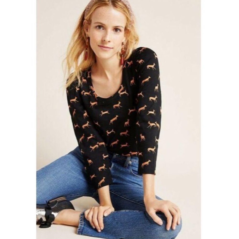 Anthropologie Maeve deer shirt